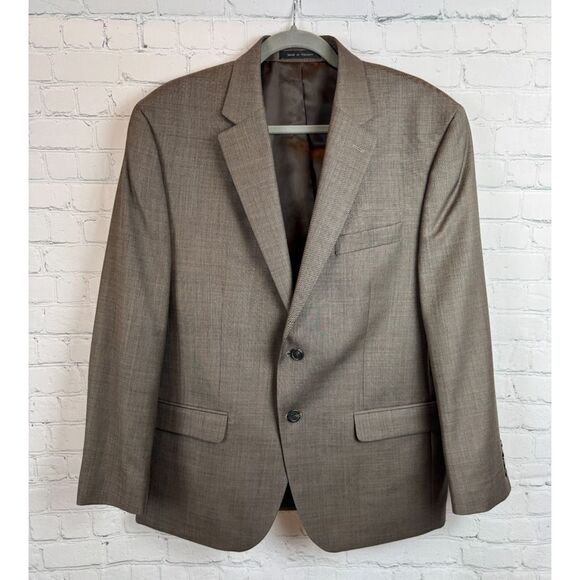 VAN HEUSEN light brown 100% wool mens classic career jacket blazer size 42S - Picture 1 of 12